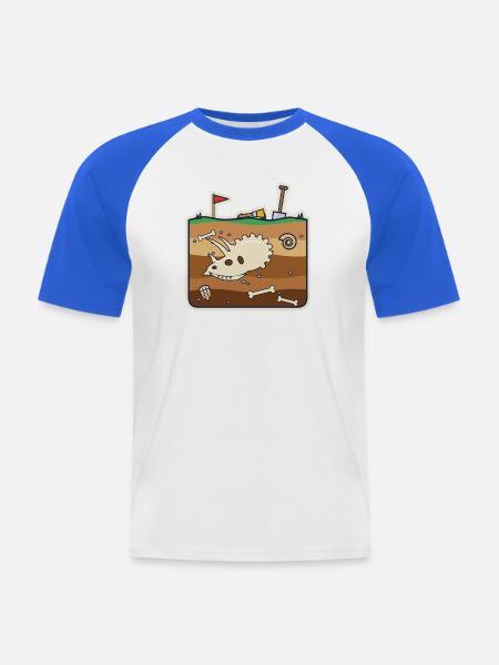 Dinosaurier-Ausgrabung mit gehörntem Schädel - Männer Baseball-T-Shirt - Weiß/Royalblau