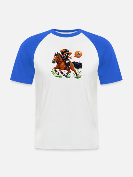 Reitmaskottchen – Equestrian Passion - Männer Baseball-T-Shirt - Weiß/Royalblau