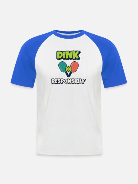 Dink Responsible Pickleball - Männer Baseball-T-Shirt - Weiß/Royalblau