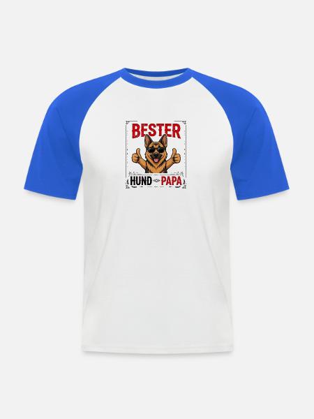 Bester Hund Papa Deutscher Schäferhund - Männer Baseball-T-Shirt - Weiß/Royalblau
