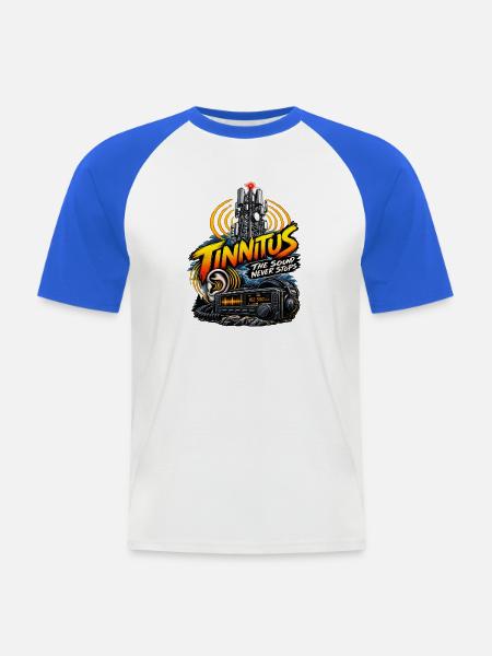 TINNITUS IMMER AUF EMPFANG - Männer Baseball-T-Shirt - Weiß/Royalblau