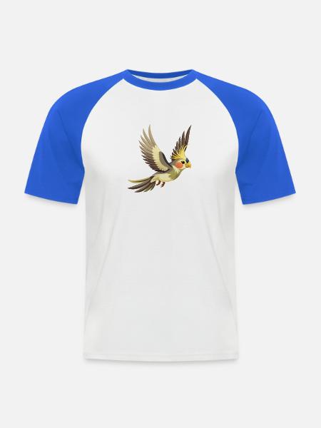 Einfacher Nymphensittich fliegt - Männer Baseball-T-Shirt - Weiß/Royalblau