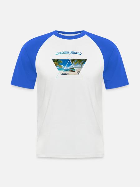 Beach Vibes geometrisch - Männer Baseball-T-Shirt - Weiß/Royalblau