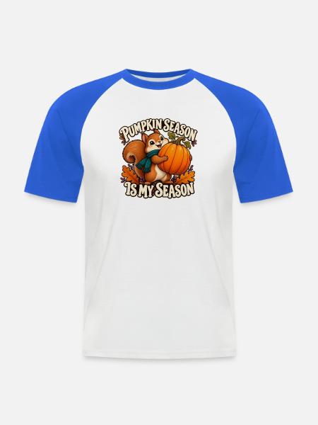 Kürbiszeit ist meine Saison - Männer Baseball-T-Shirt - Weiß/Royalblau