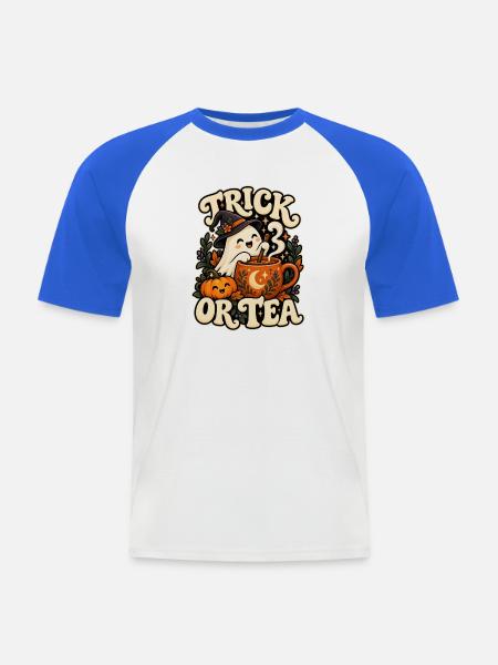 Trick oder Tee - Männer Baseball-T-Shirt - Weiß/Royalblau