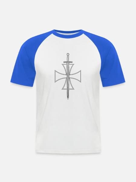 Schwert Kreuz Bibel - Männer Baseball-T-Shirt - Weiß/Royalblau