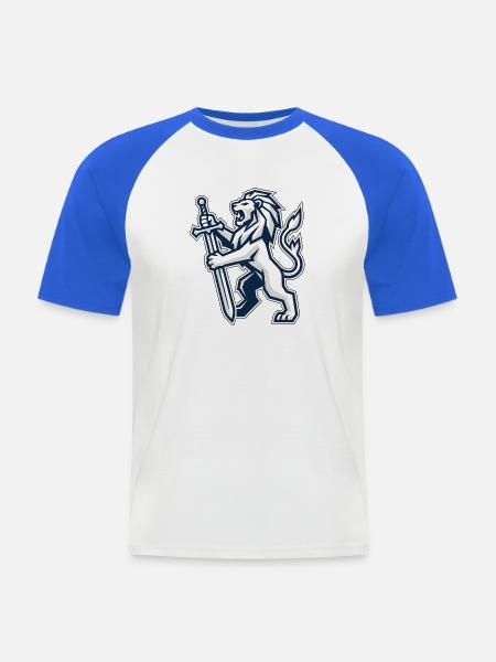 Heraldischer Löwe mit Schwert - Männer Baseball-T-Shirt - Weiß/Royalblau