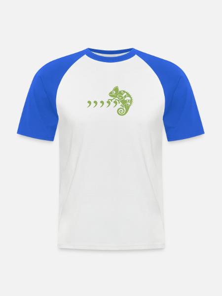 Chameleon Komma-Schwung - Männer Baseball-T-Shirt - Weiß/Royalblau