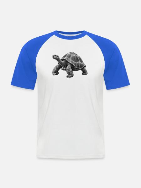 GEEKLEY – Bestiarium – Schildkröte - Männer Baseball-T-Shirt - Weiß/Royalblau