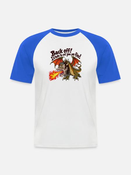 Drache - Männer Baseball-T-Shirt - Weiß/Royalblau