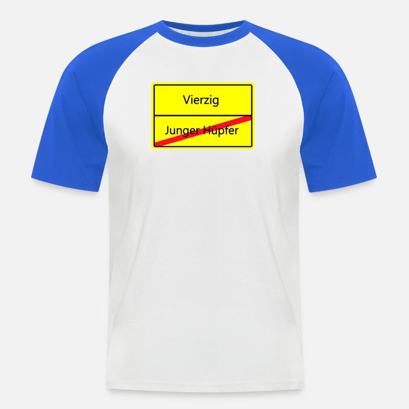 ortsschild_vierzig - Männer Baseball-T-Shirt - Weiß/Royalblau
