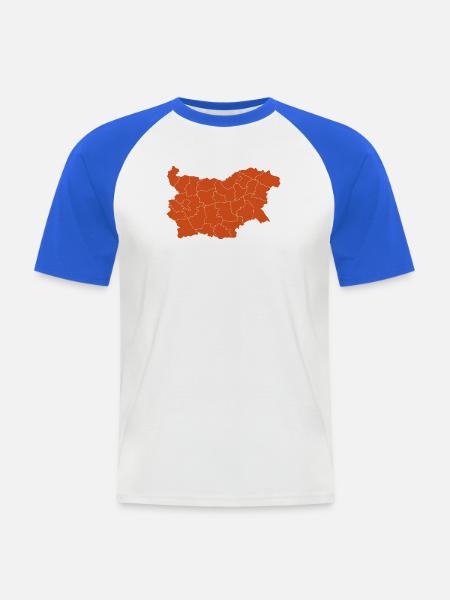Karte von Bulgarien - Männer Baseball-T-Shirt - Weiß/Royalblau