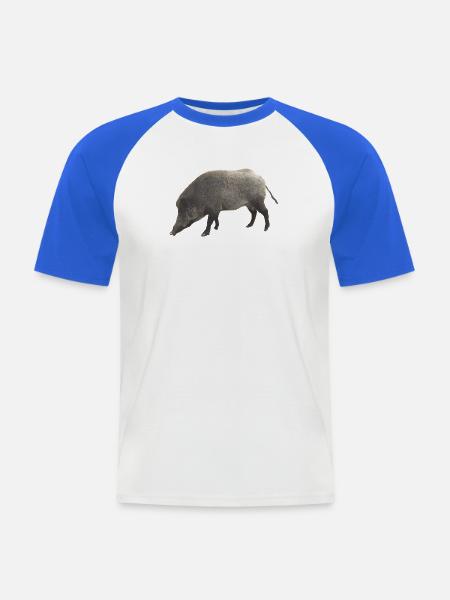 Wildschwein - Männer Baseball-T-Shirt - Weiß/Royalblau