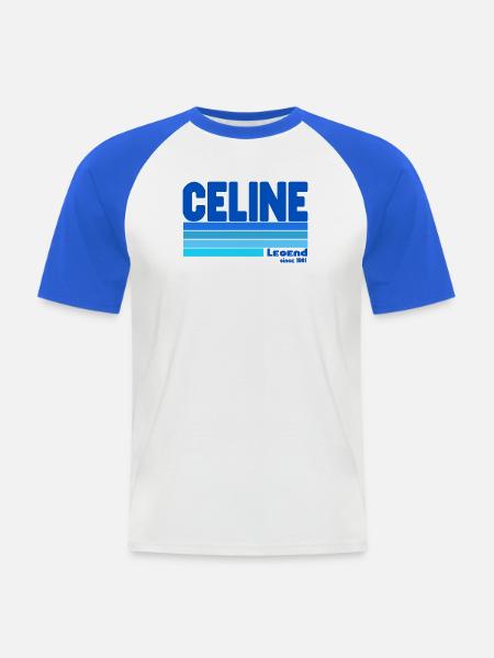 Légend Céline bleu - Männer Baseball-T-Shirt - Weiß/Royalblau