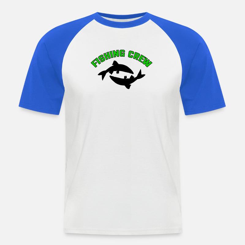 Fisch Crew - Männer Baseball-T-Shirt - Weiß/Royalblau