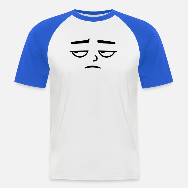 Grumpy sad disappointed face funny - Men's Baseball T-Shirt - white/royal blue