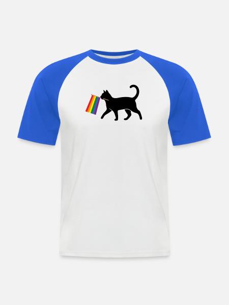 Pride Month LGBT - Ally Cat - Men's Baseball T-Shirt - white/royal blue