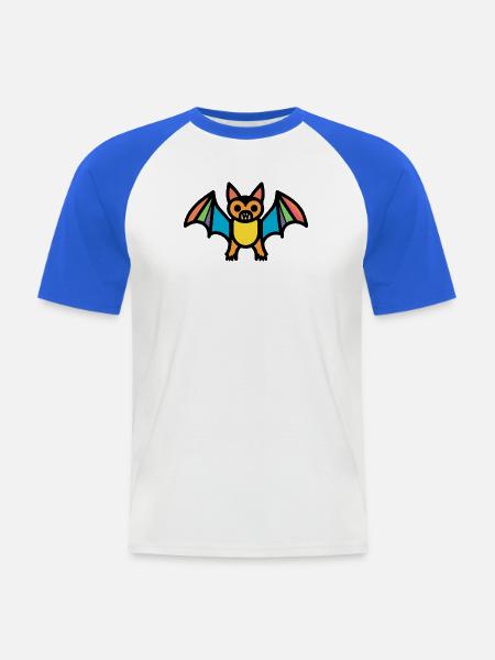 Bunte Halloween Fledermaus - Männer Baseball-T-Shirt - Weiß/Royalblau