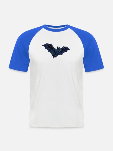 Fliegende Poly Stil Fledermaus - Männer Baseball-T-Shirt - Weiß/Royalblau