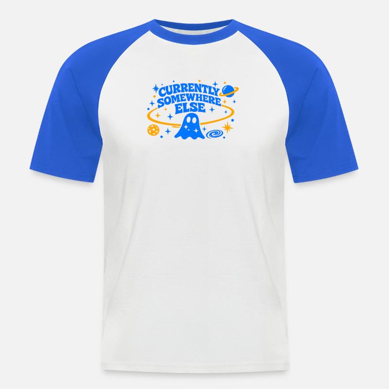 CURRENTLY SOMEWHERE ELSE - Männer Baseball-T-Shirt - Weiß/Royalblau