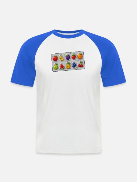 Happy Fruits - Männer Baseball-T-Shirt - Weiß/Royalblau