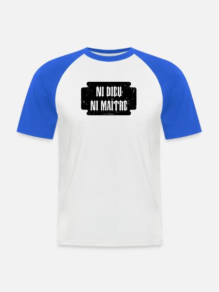 Weder Gott noch Meister - Männer Baseball-T-Shirt - Weiß/Royalblau