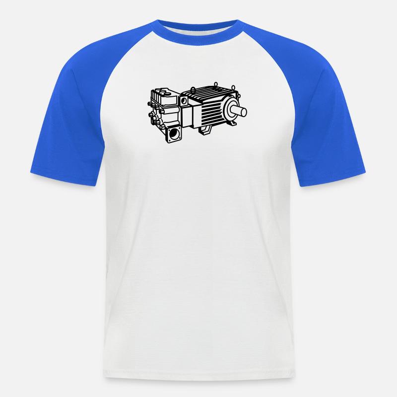 p80 - T-shirt baseball manches courtes Homme - blanc/bleu royal
