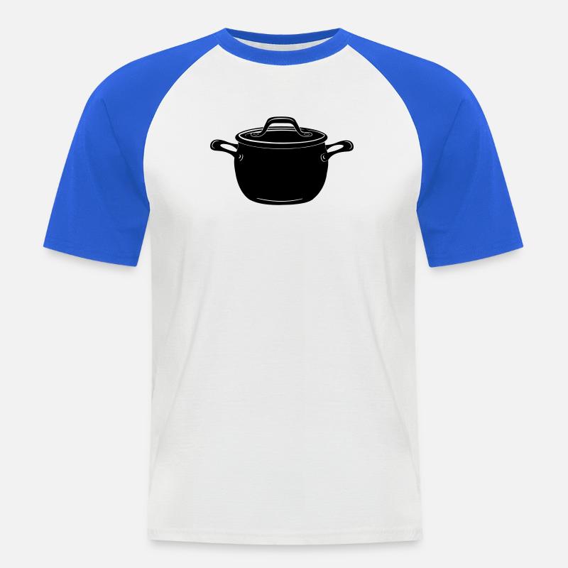 Suppe oder Pfanne - Männer Baseball-T-Shirt - Weiß/Royalblau