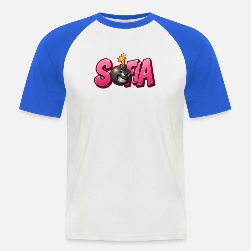 Sofia Graffiti Name Bomb Graffité 3D - Männer Baseball-T-Shirt - Weiß/Royalblau