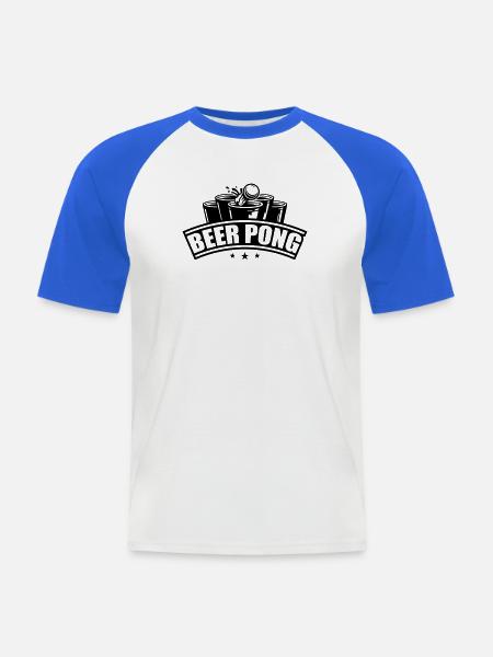 Beer Pong Becher Sterne Schwarz - Männer Baseball-T-Shirt - Weiß/Royalblau