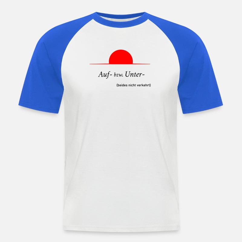 Auf oder Unter - Männer Baseball-T-Shirt - Weiß/Royalblau