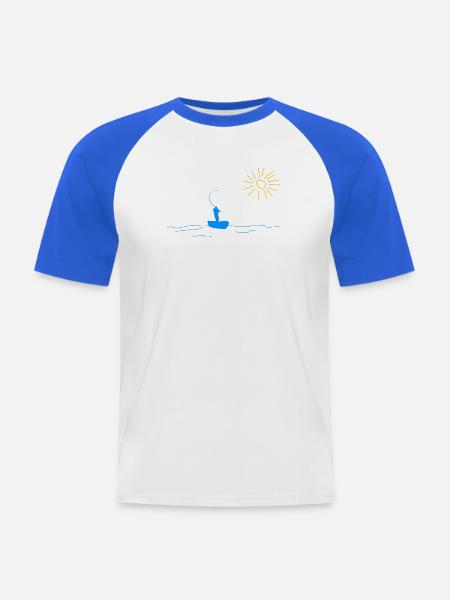 Angeln Angler See Natur - Männer Baseball-T-Shirt - Weiß/Royalblau