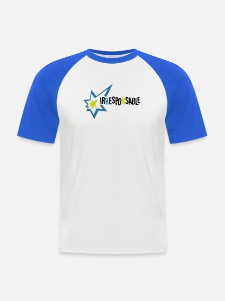 Irresponsable - T-shirt baseball manches courtes Homme - blanc/bleu royal