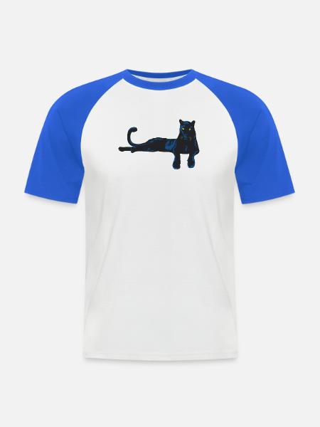 Panter mit blauen Akzenten - Männer Baseball-T-Shirt - Weiß/Royalblau