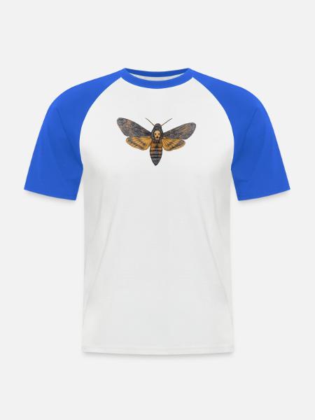 Sphinx-Schädel-Nacht-Schädel-Schmetterling - Männer Baseball-T-Shirt - Weiß/Royalblau