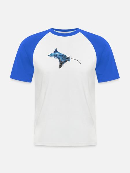 Mantarochen im Ozeanblau - Männer Baseball-T-Shirt - Weiß/Royalblau
