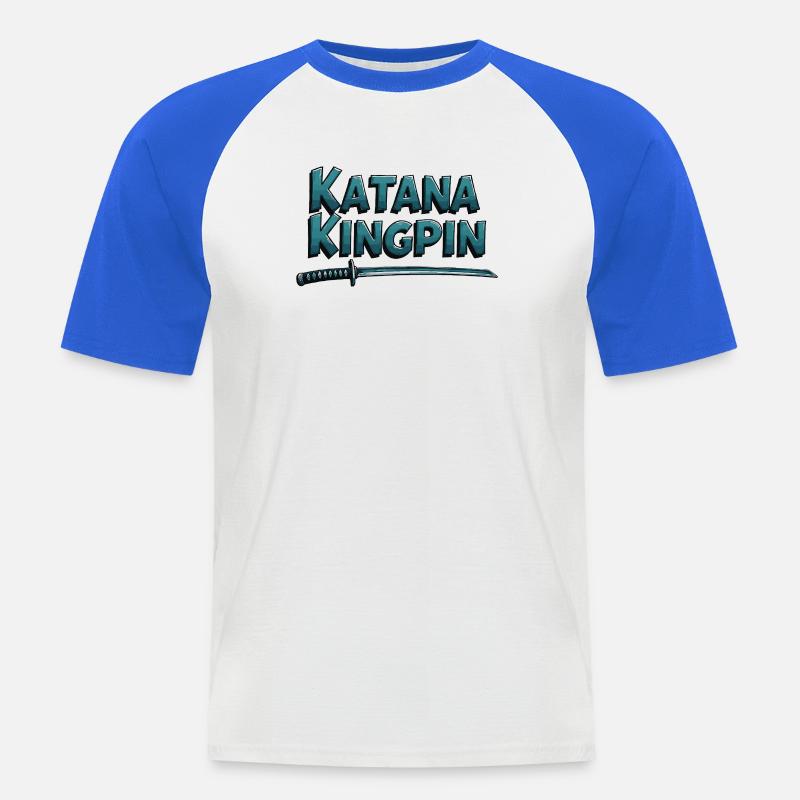 Katana Kingpin – Samurai-uttalande - Kortärmad basebolltröja herr - vit/kungsblå