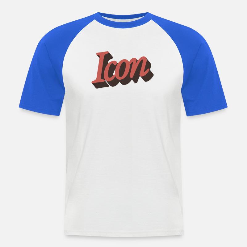Retro Icon Script in Herbstorange - Männer Baseball-T-Shirt - Weiß/Royalblau