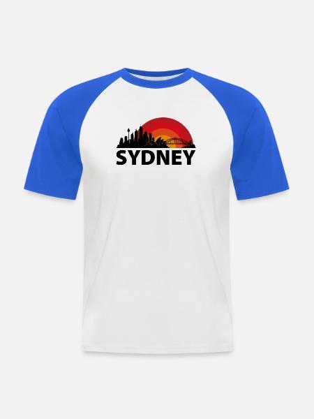 Sydney Skyline Kreise - Männer Baseball-T-Shirt - Weiß/Royalblau