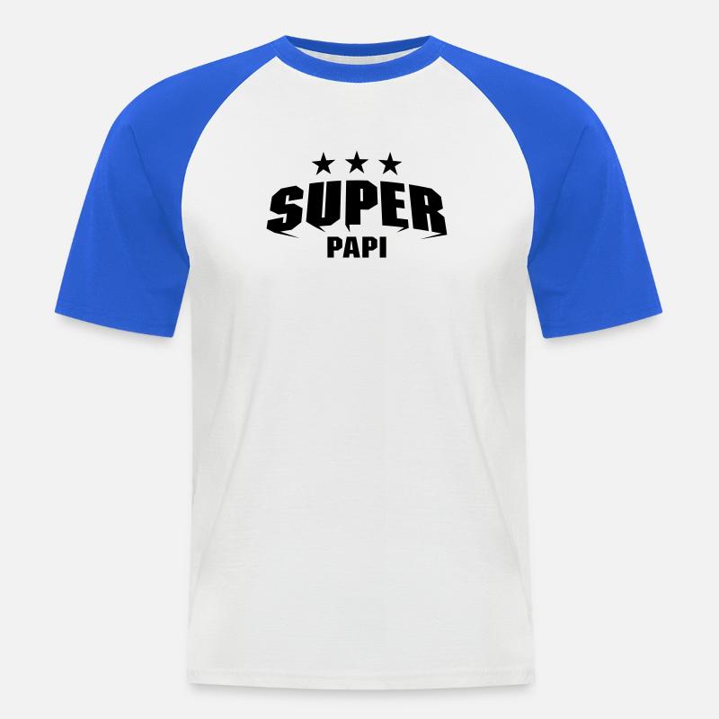 Super Papi - Männer Baseball-T-Shirt - Weiß/Royalblau
