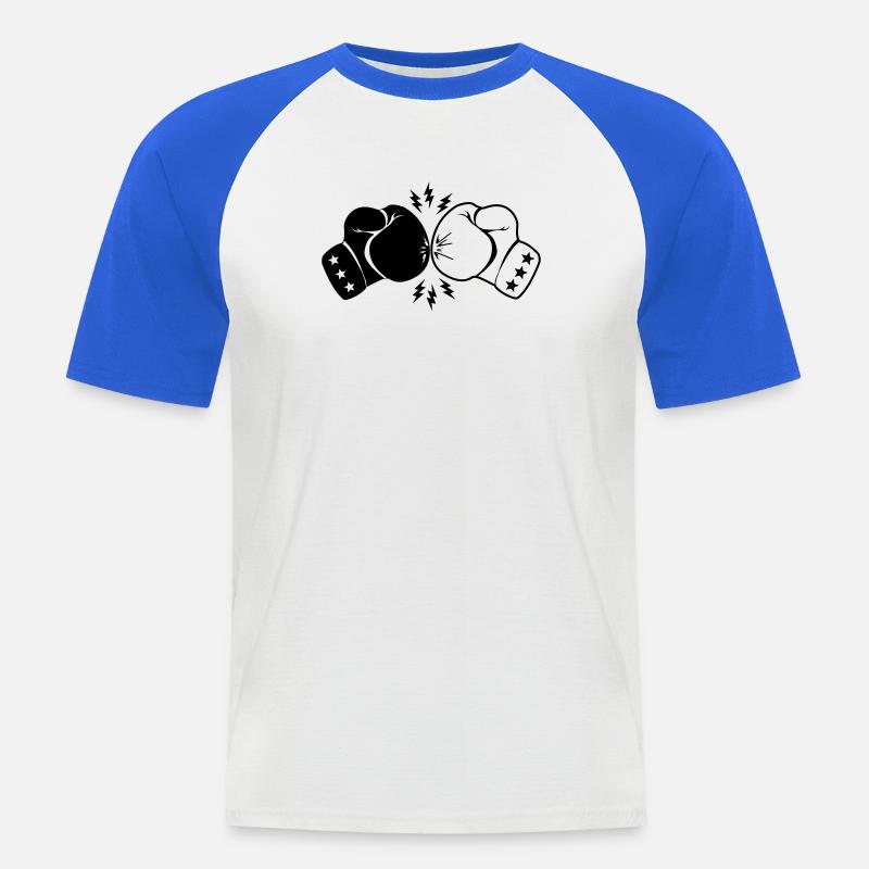 Boxboxhandschuhe Kontakt mit Blitz - Männer Baseball-T-Shirt - Weiß/Royalblau
