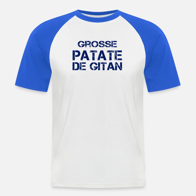 Grosse Patate de Gitan (bleu) - T-shirt baseball manches courtes Homme - blanc/bleu royal