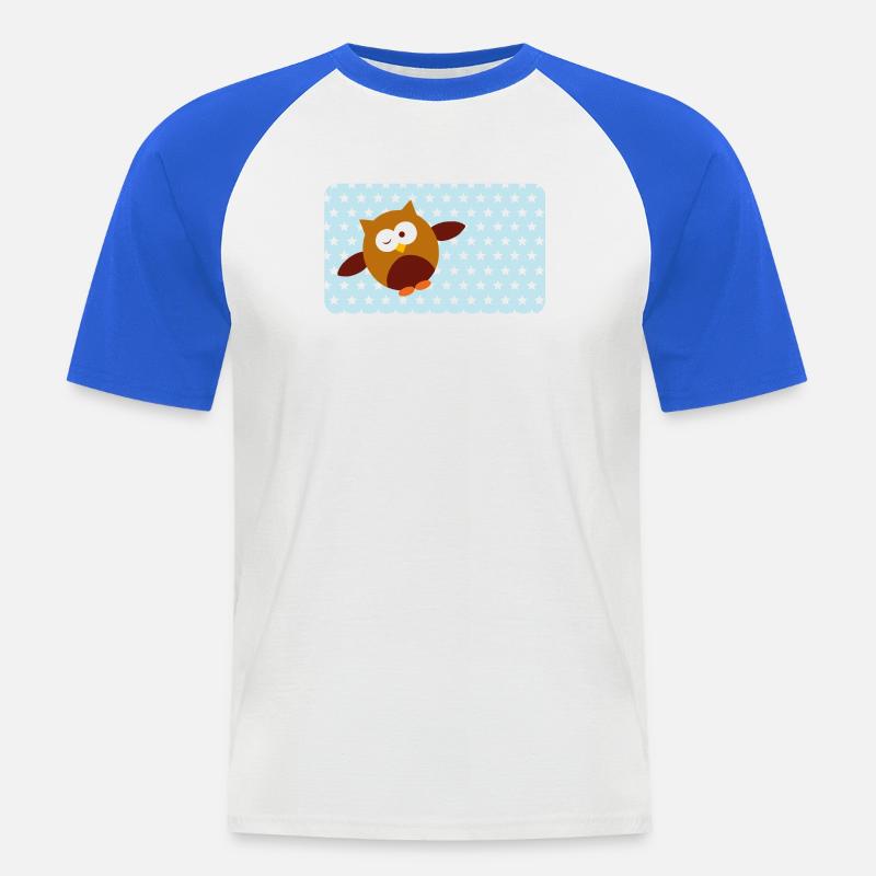 Lustige Eule mit Sternchen blau | personalisierbar - Männer Baseball-T-Shirt - Weiß/Royalblau