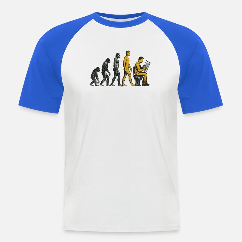 Evolution zum Klo-Mann Grunge Lustig - Männer Baseball-T-Shirt - Weiß/Royalblau