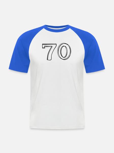 Zahl 70 handgezeichnet - Männer Baseball-T-Shirt - Weiß/Royalblau