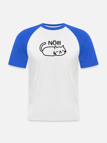 Nö Lustige Faule Katze - Männer Baseball-T-Shirt - Weiß/Royalblau