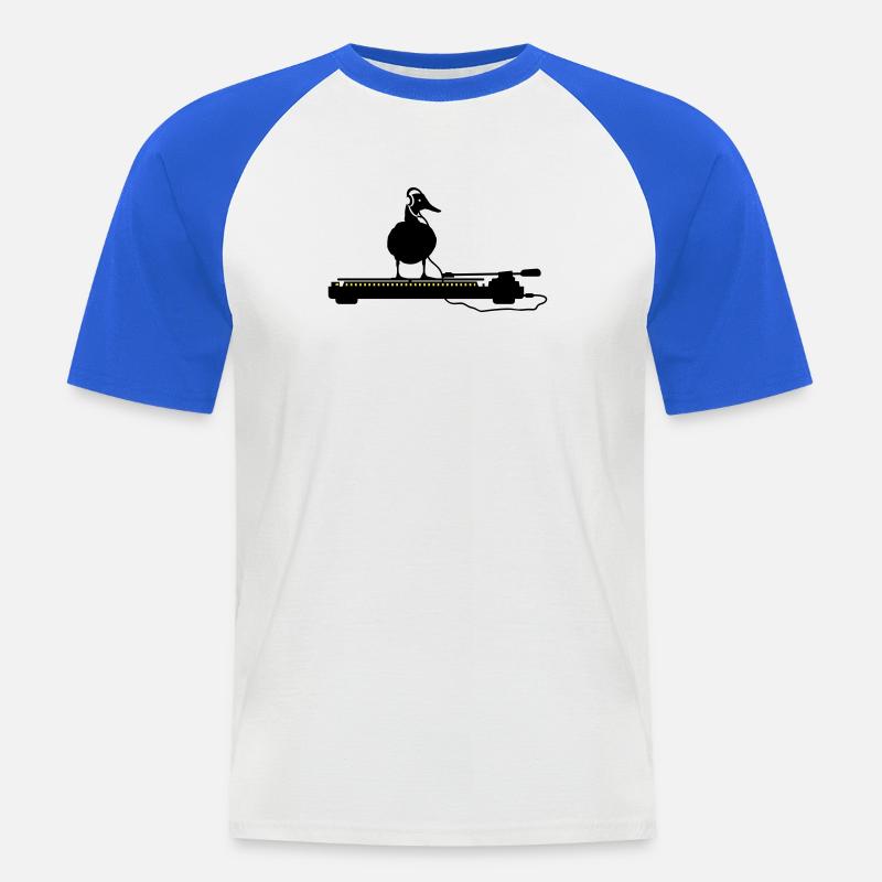 disco duck turntable - Maglia da baseball a manica corta da uomo - bianco/blu royal
