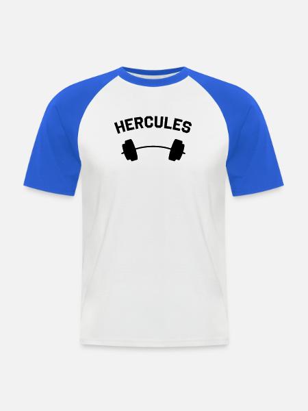 HERCULES - T-shirt baseball manches courtes Homme - blanc/bleu royal