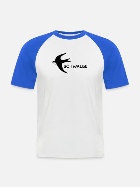 Schwalbe - Männer Baseball-T-Shirt - Weiß/Royalblau