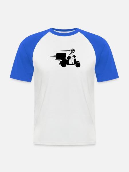 Scooter-Paket oder Piza-Bestellungen Lieferung - Männer Baseball-T-Shirt - Weiß/Royalblau